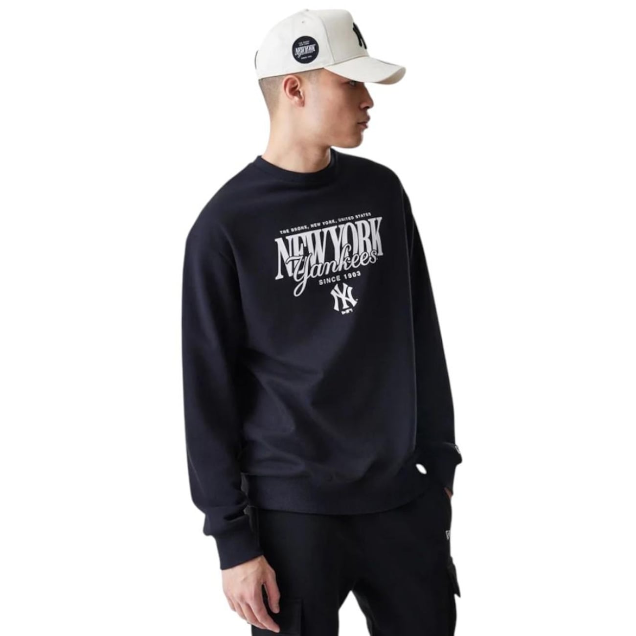 Blusão de Moletom New Era New York Yankees Script Crew Masculina