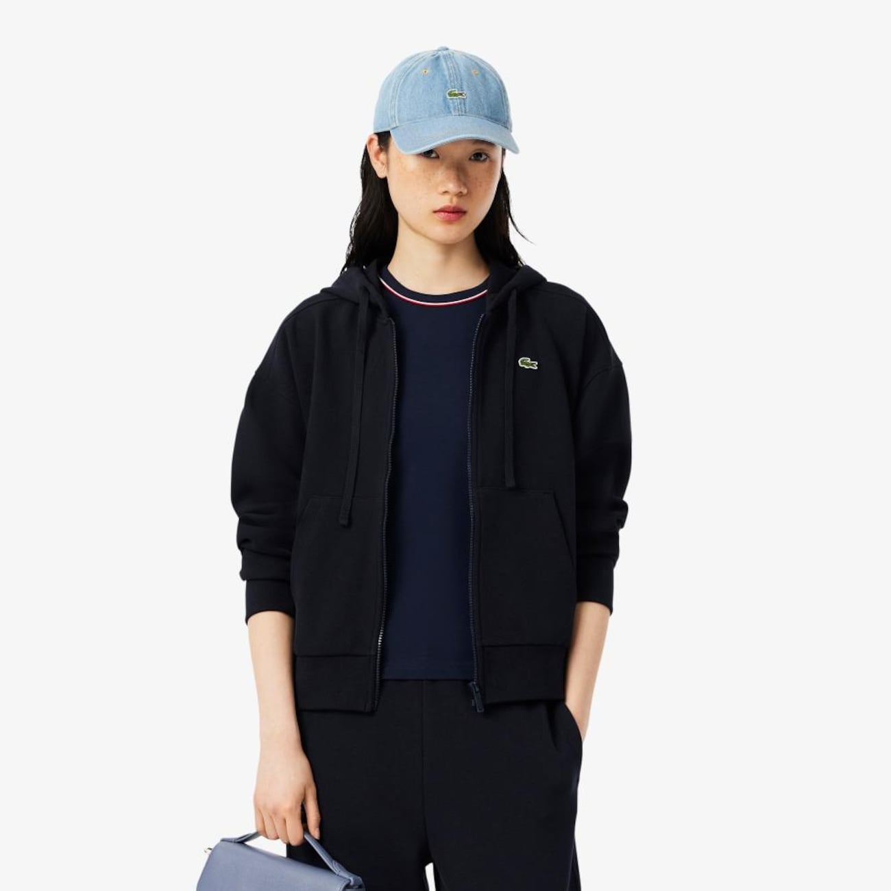 Blusão Moletom Aberto Lacoste Feminino – Textura Piqué e Capuz