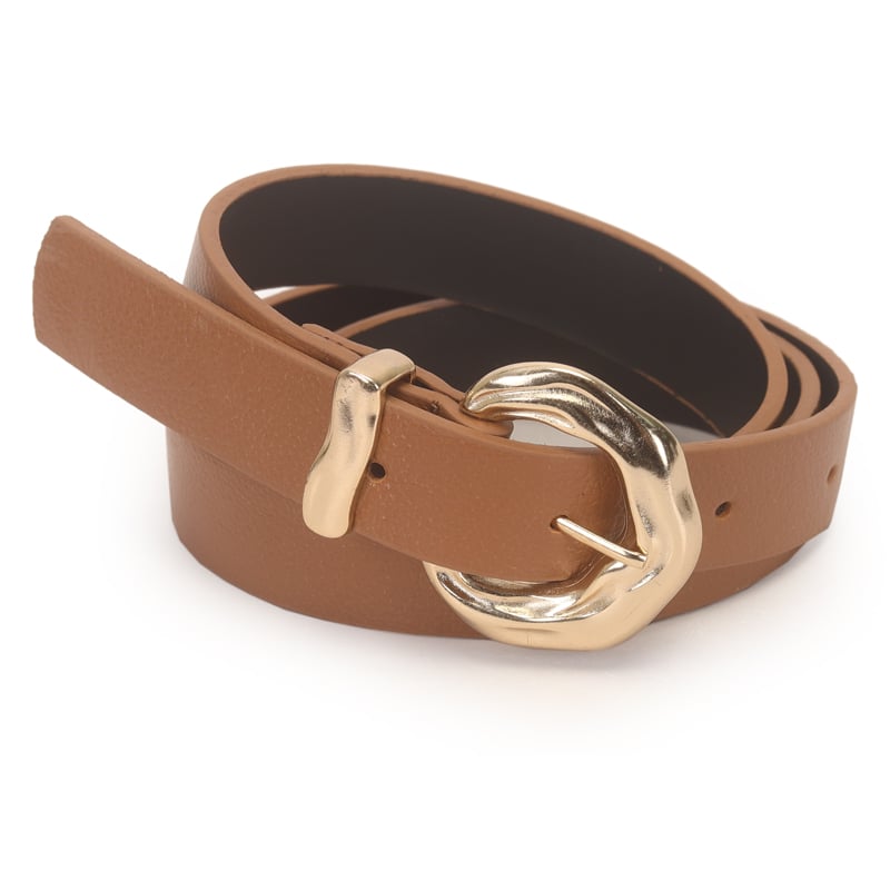 Cinto Feminino Couro Fivela Batida 2cm