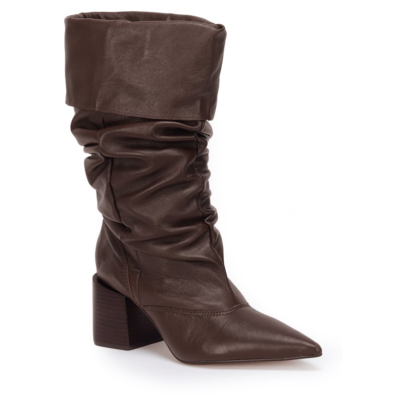 Bota Cano Longo Couro Slouch 7,5cm