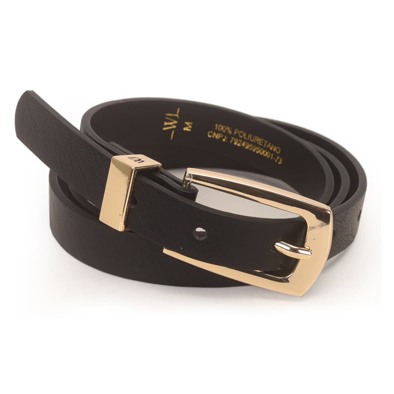 Cinto Feminino Com Fivela Retangular E Passante De Metal 1,8cm