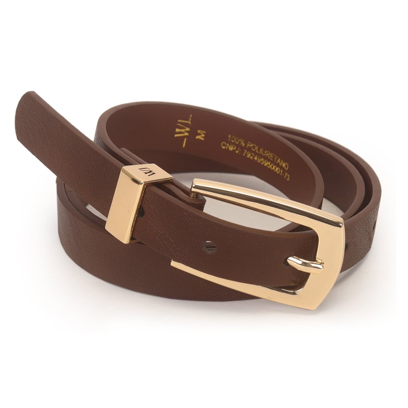 Cinto Feminino Com Fivela Retangular E Passante De Metal 1,8cm