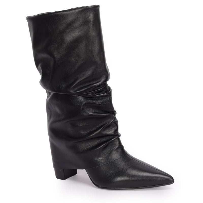 Bota Cano Longo Couro Gola 9cm