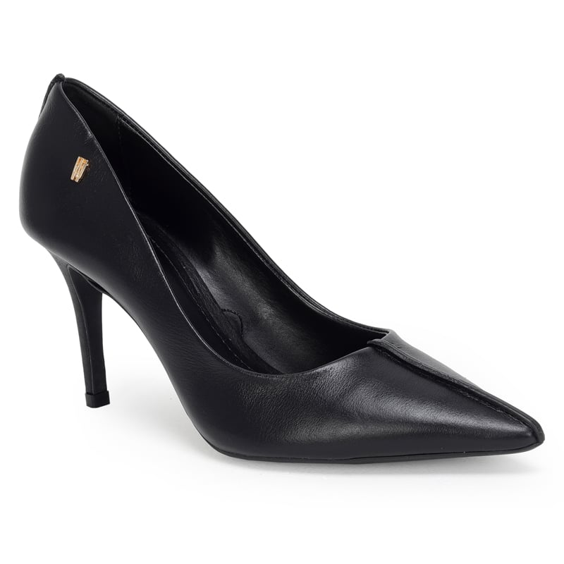 Scarpin Couro Detalhe Costura 8cm