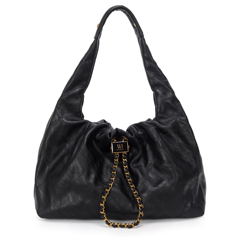 Bolsa Hobo Grande Detalhe Costuras E Fecho Metal Resinado