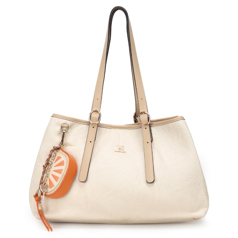 Bolsa Satchel Grande Com Chaveiro Frutas