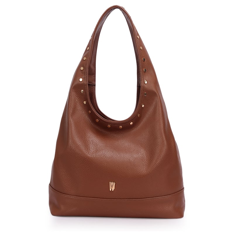 Bolsa Hobo Grande Com Detalhe Metais