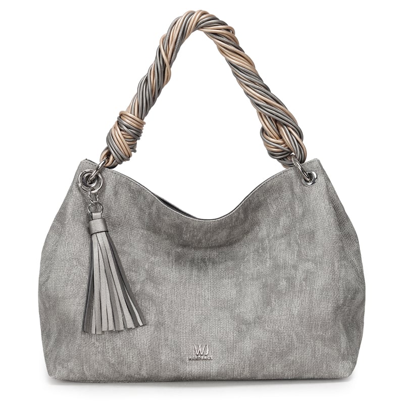 Bolsa Hobo Grande Com Alca Trancada Bicolor E Barbicacho