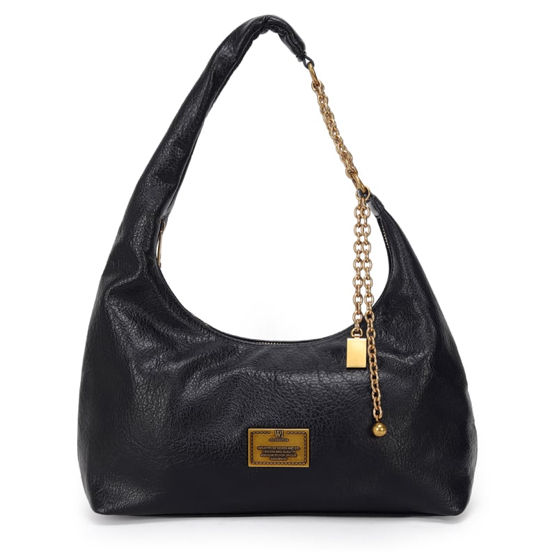 Bolsa Hobo Media Com Detalhe Corrente Com Pingentes
