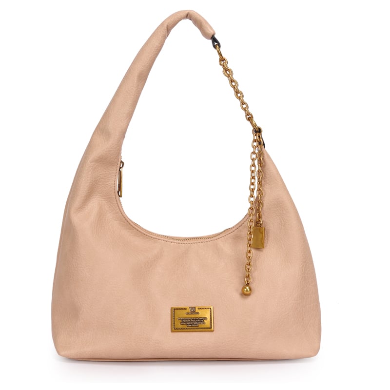 Bolsa Hobo Media Com Detalhe Corrente Com Pingentes