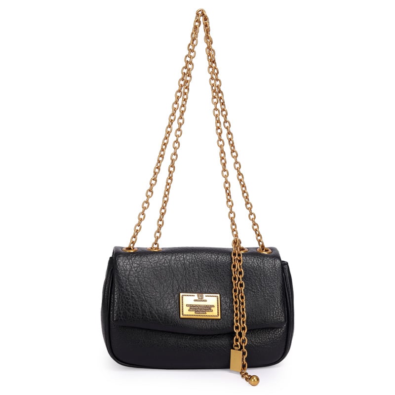 Bolsa Transversal Media Com Alca Corrente E Detalhe Pingentes