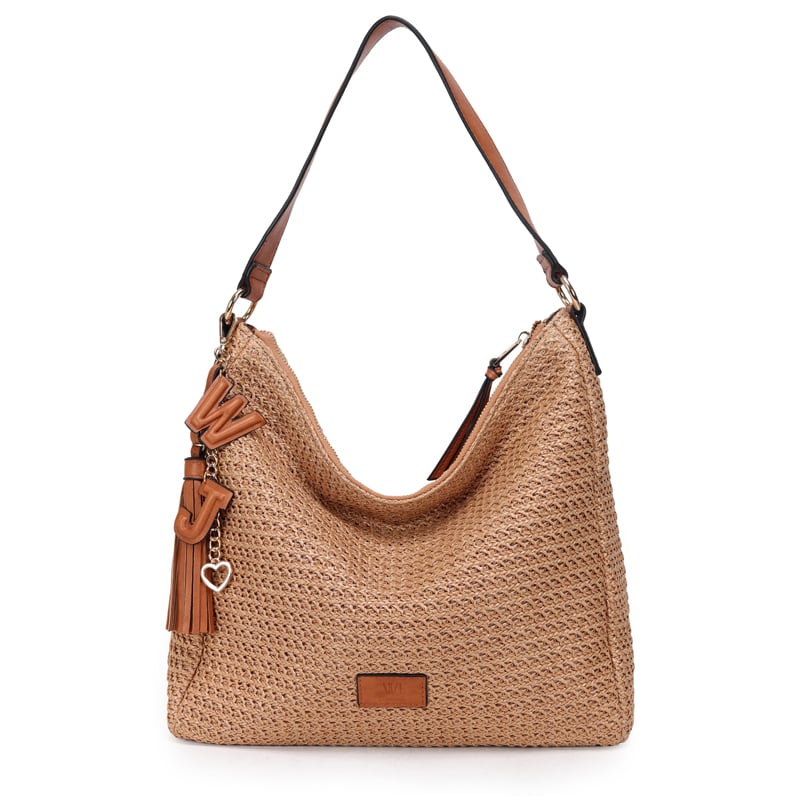 Bolsa Hobo Grande Palha Com Chaveiro Wj E Barbicacho
