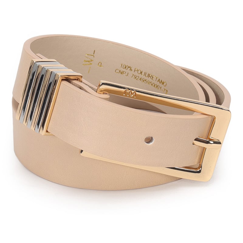 Cinto Feminino Fivela Retangular Com Passantes Ouro E Niquel 2,5cm