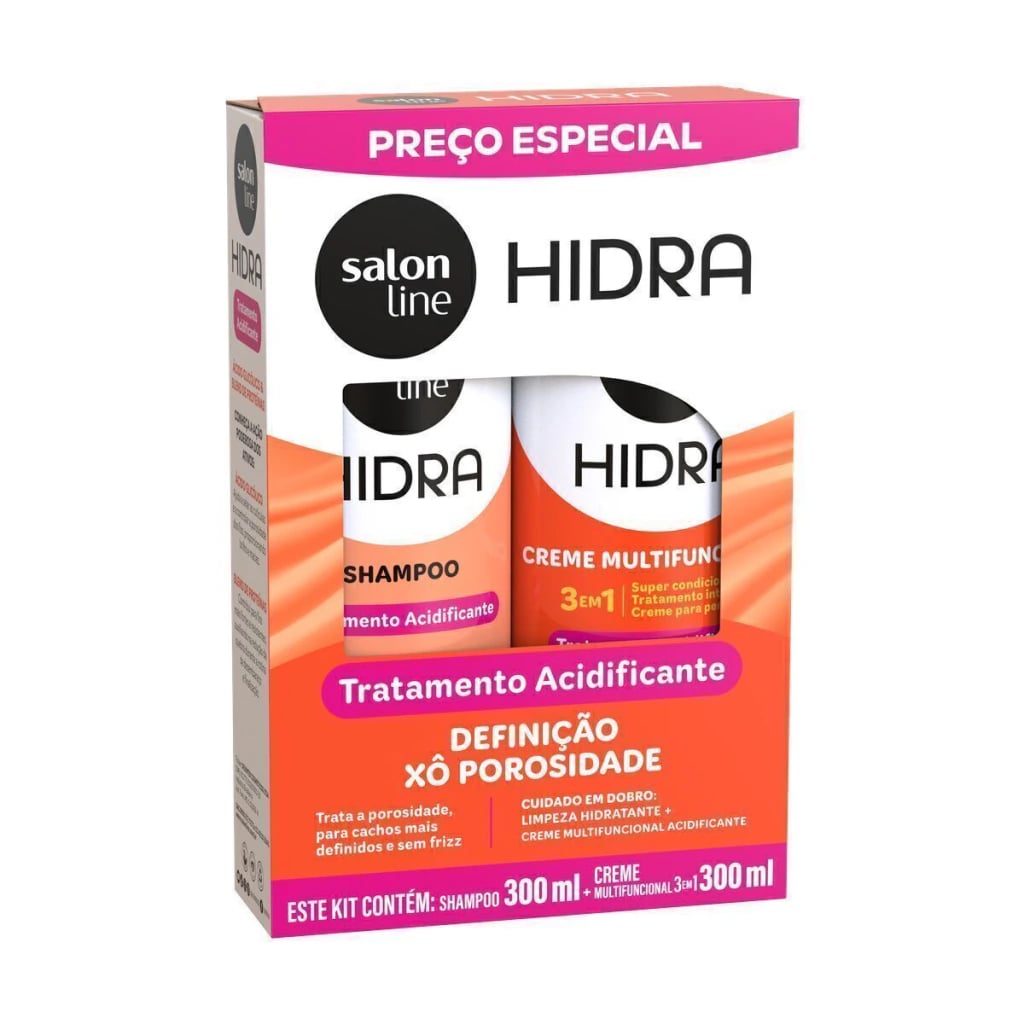 Kit Salon Line Hidra Tratamento Acidificante Shampoo 300ml + Creme Multifuncional 300ml
