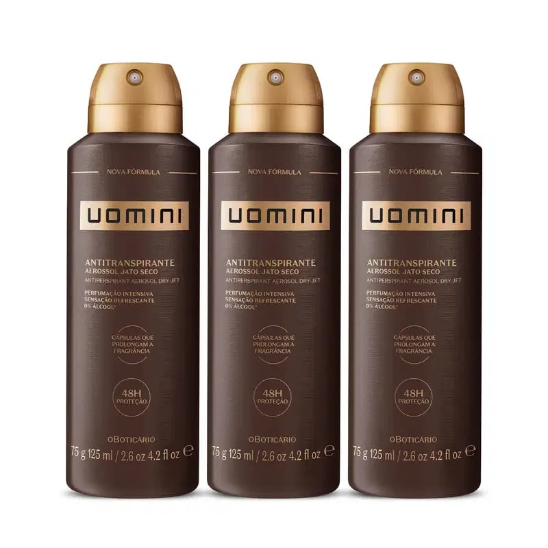 Combo Uomini: Desodorante Antitranspirante Aerossol 3x125ml cada