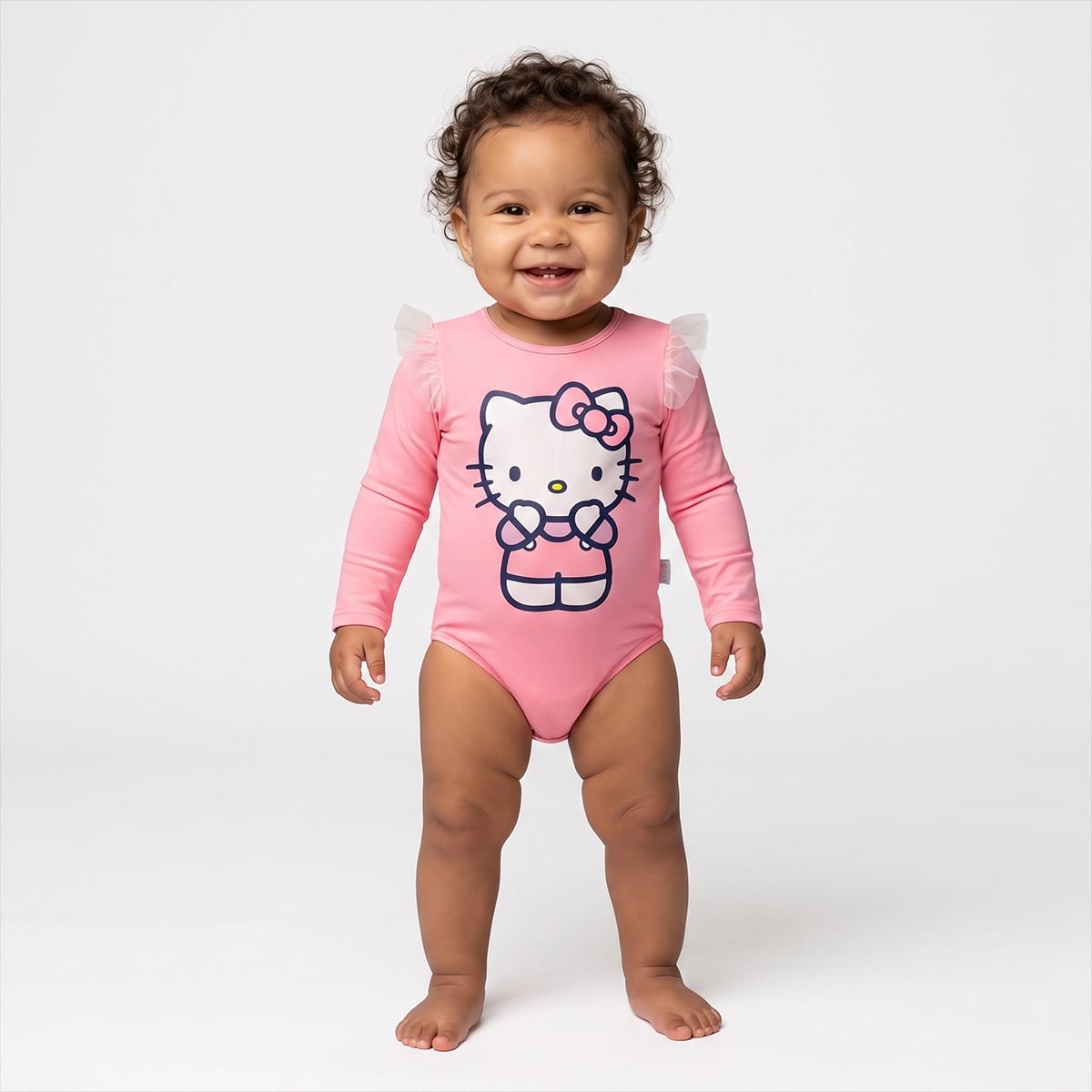Body Manga Longa Praia Toddler Hello Kitty Lycra Proteção Uv 50+ Tip Top