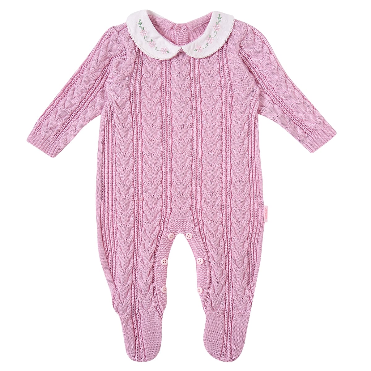Macacão Tricot Rosa Bebê Saída Maternidade Tip Top