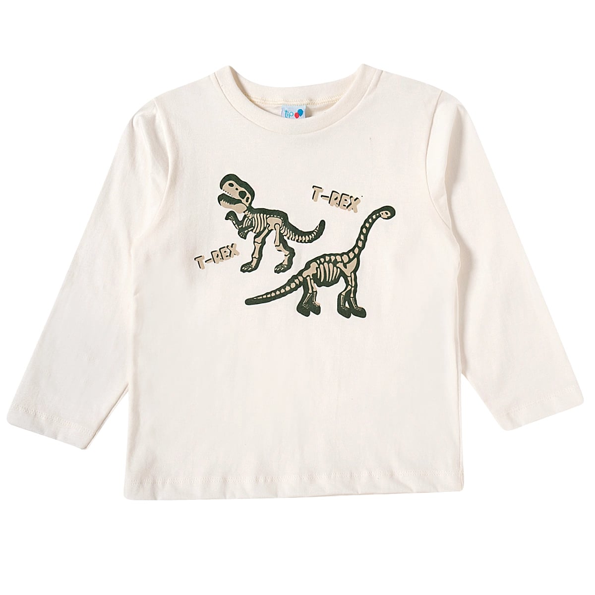 Camiseta Manga Longa Toddler Dino Meia Malha Tip Top