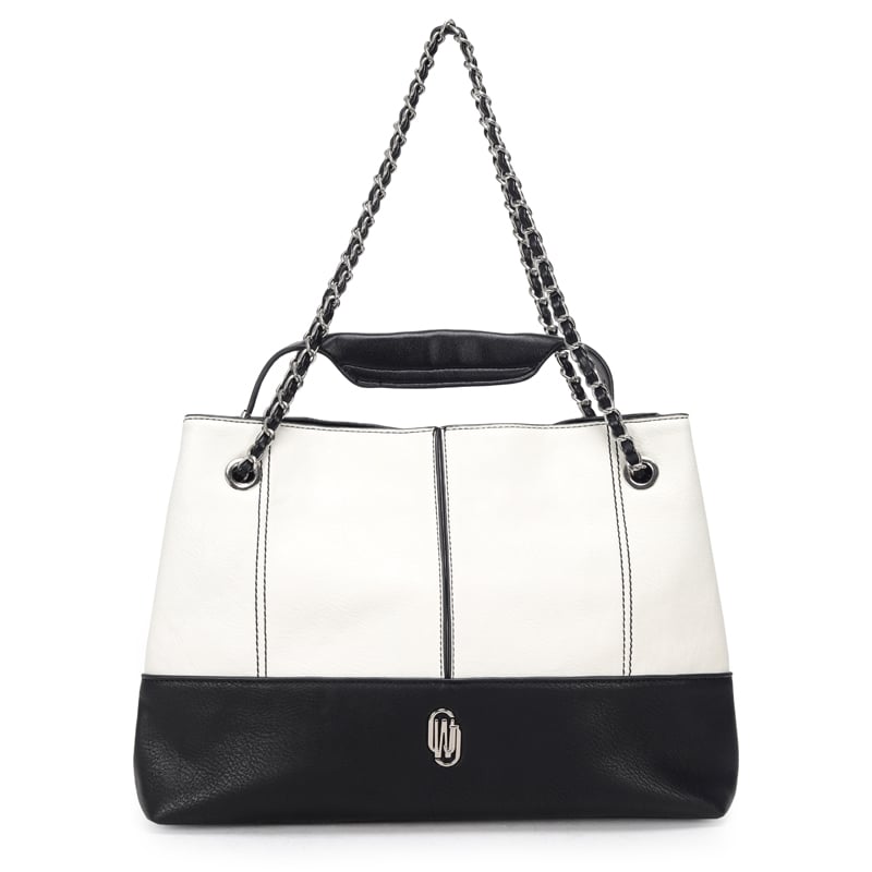 Bolsa Satchel Grande Bicolor Com Alca Corrente