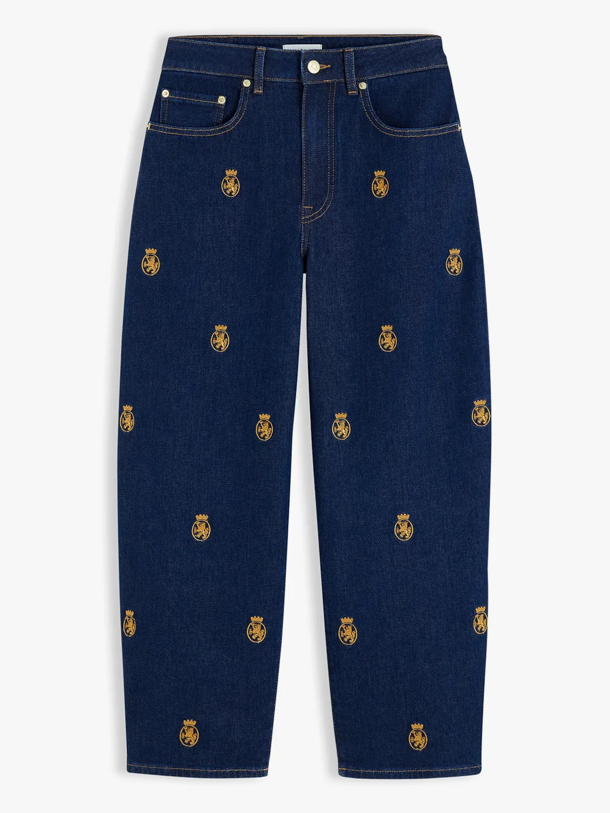 Calça Jeans Barrel com Cintura Média e Bordado — imagem 1