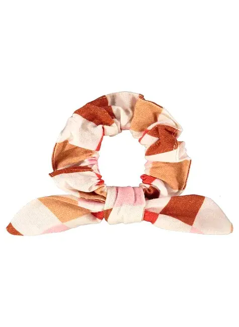 Amarrador de Cabelo Quadradinhos Infantil em Viscolinho Off White | Três e Já