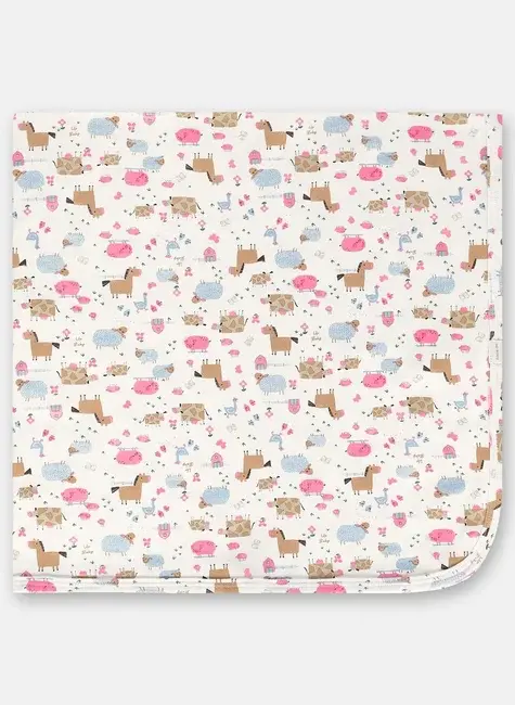 Manta para Bebê Menina em Suedine com Estampa Abstrata (Off White) Up Baby