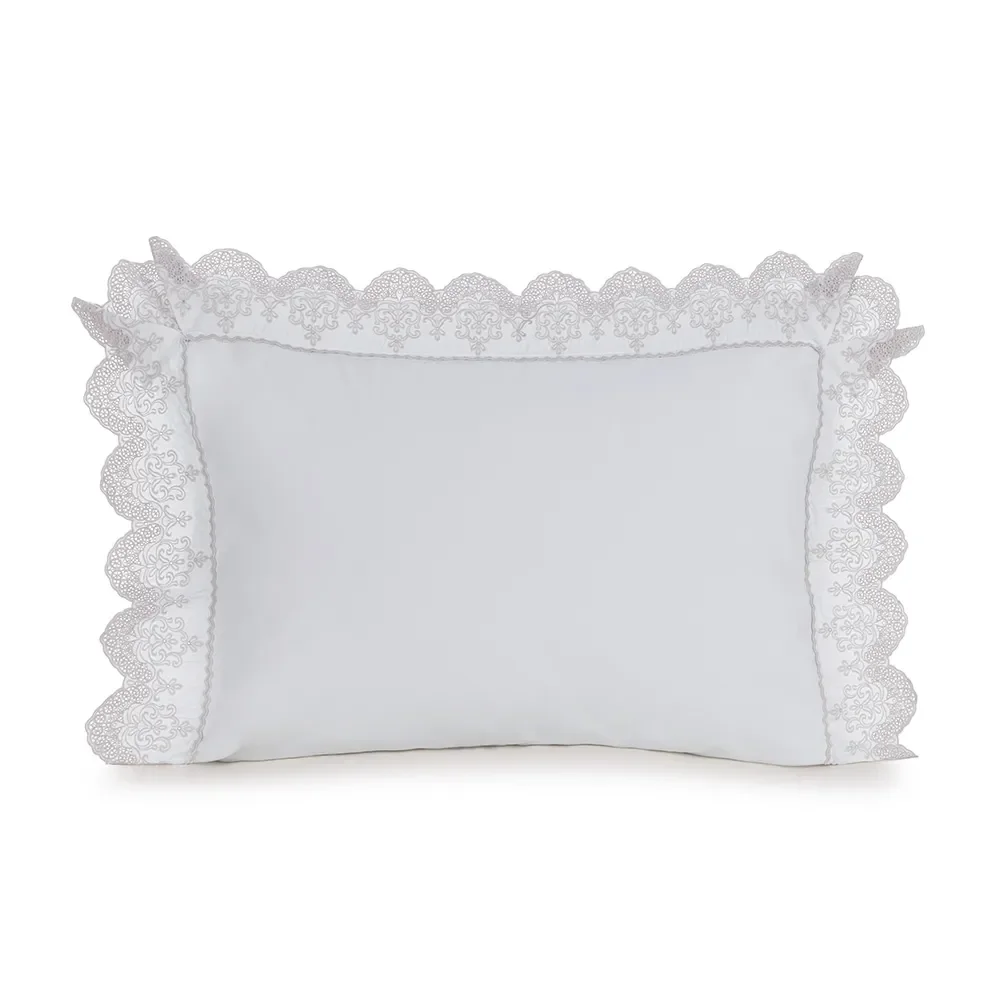Fronha avulsa 300 Fios Ricami Branco / Rose — imagem 1