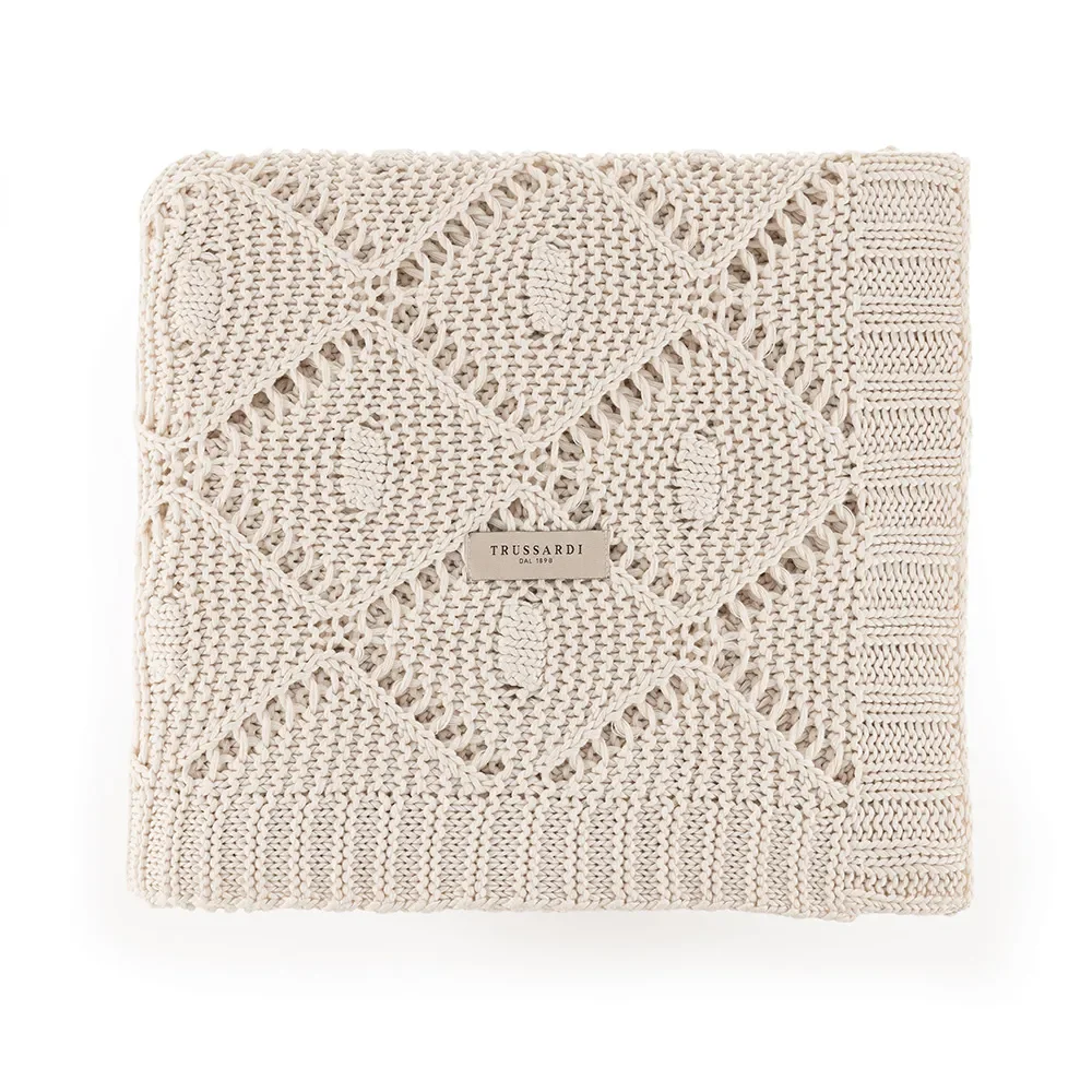 Manta Tricot Giulia 100% Algodão Bege — imagem 1