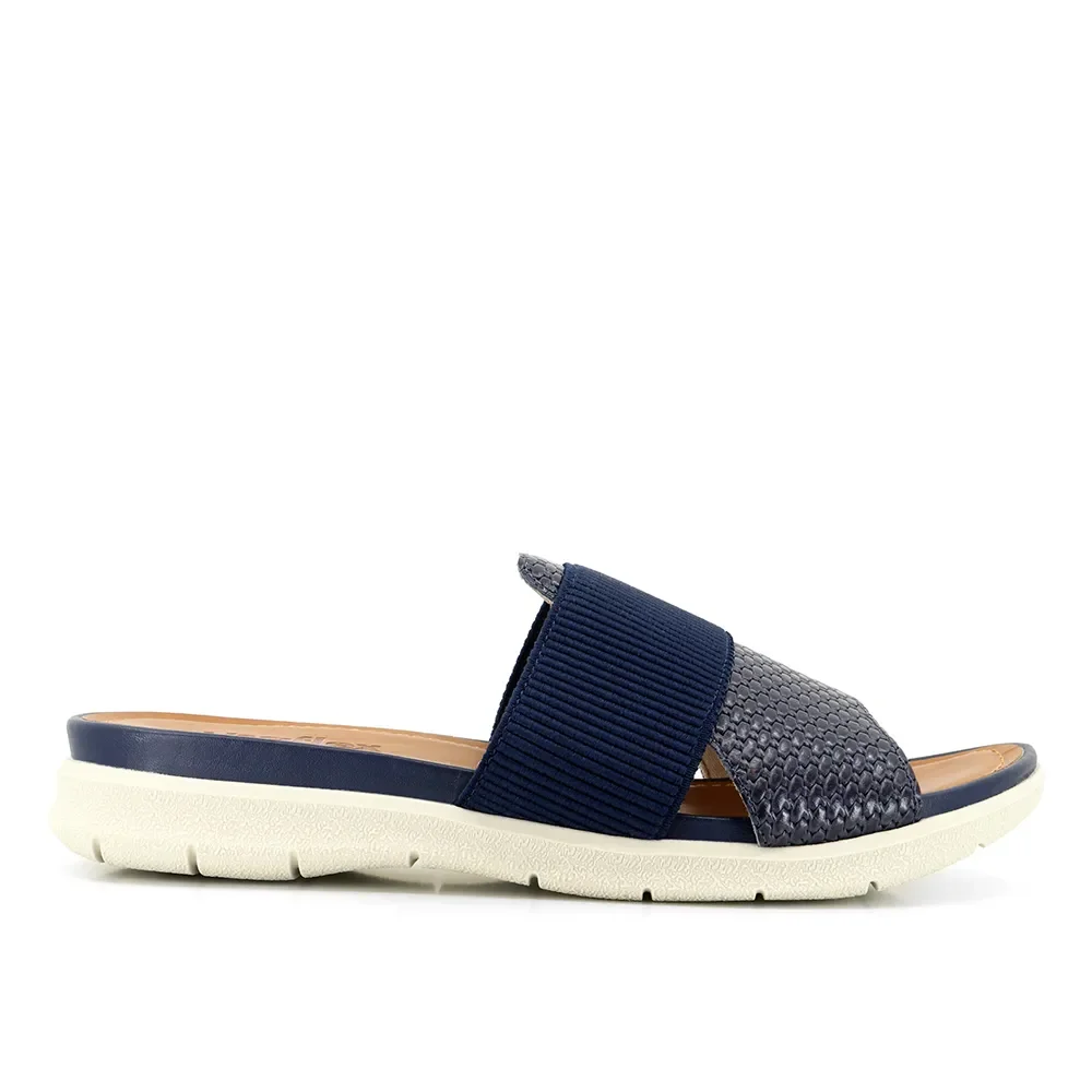 Chinelo Slide New Blue Salto Plataforma Couro — imagem 1