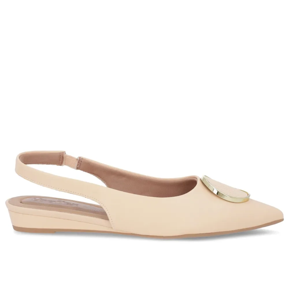 Slingback Laranja Salto Anabela Couro Enfeite — imagem 1