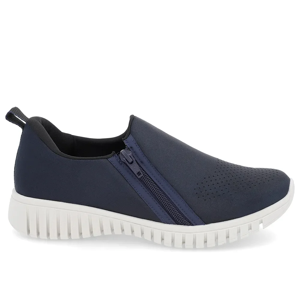 Tênis Slip On Azul Elastano Zíper — imagem 1