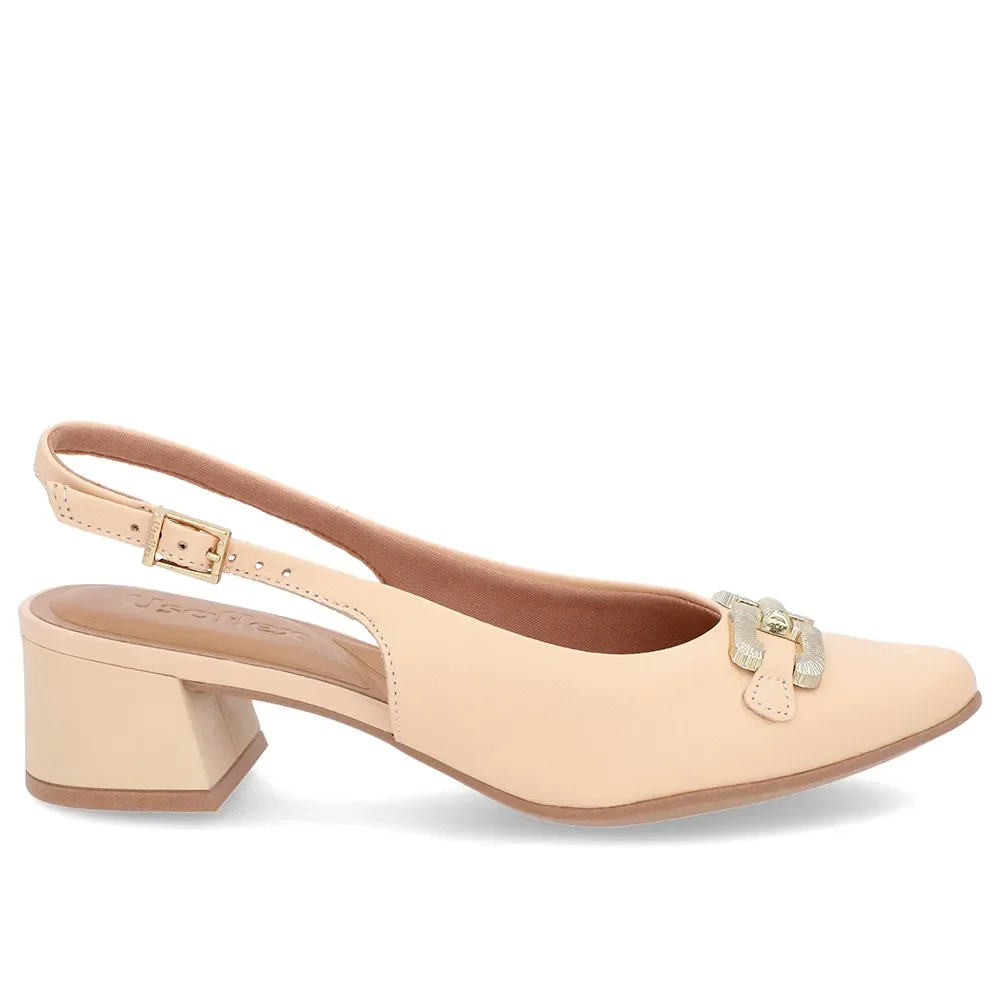 Slingback Laranja Salto Bloco Couro — imagem 1