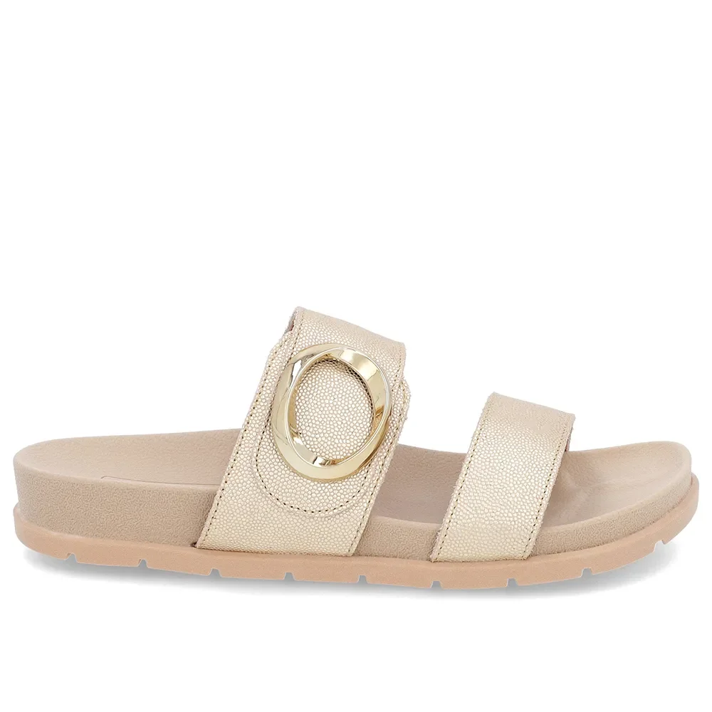 Slide Baixo Couro Dourado Maxi Enfeite — imagem 1