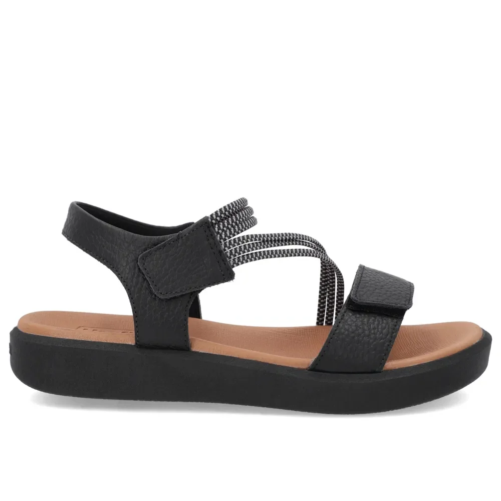 Sandália Plataforma Couro Preta Fecho-Flex — imagem 1