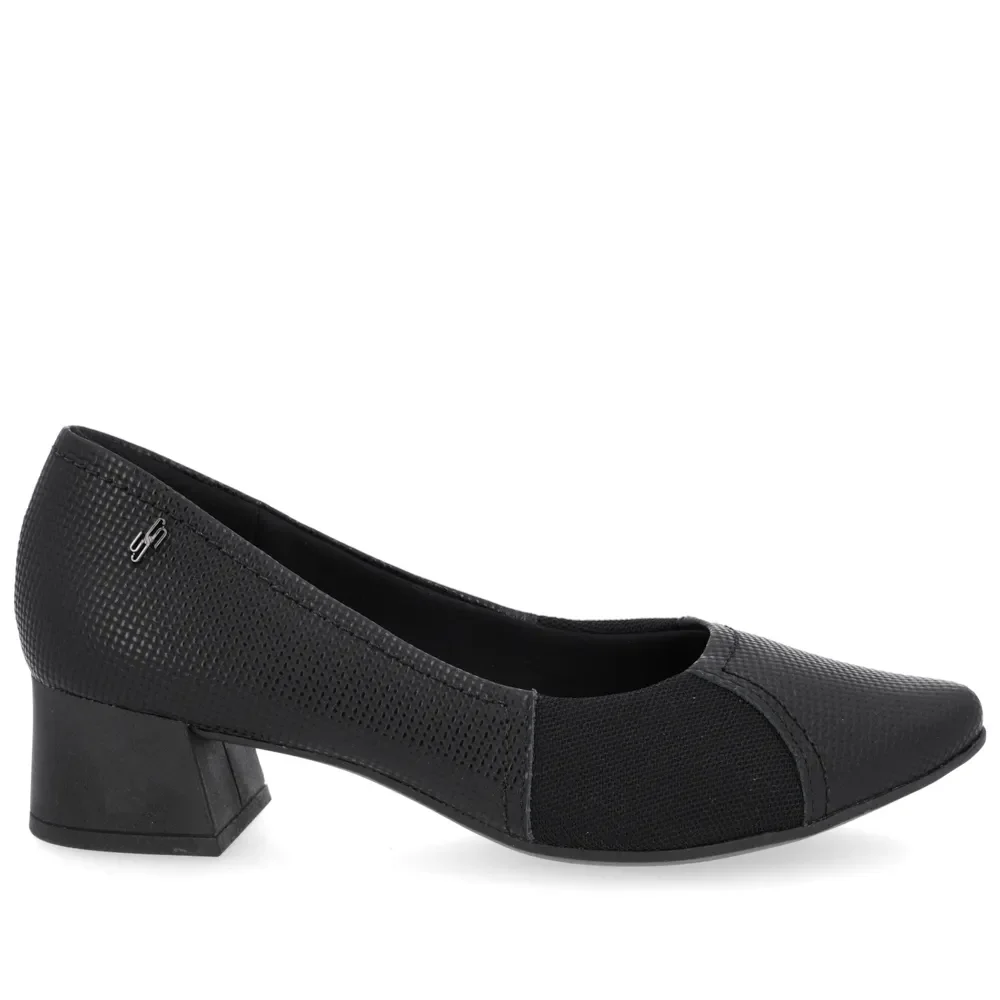 Scarpin Salto Bloco Preto Tecido — imagem 1