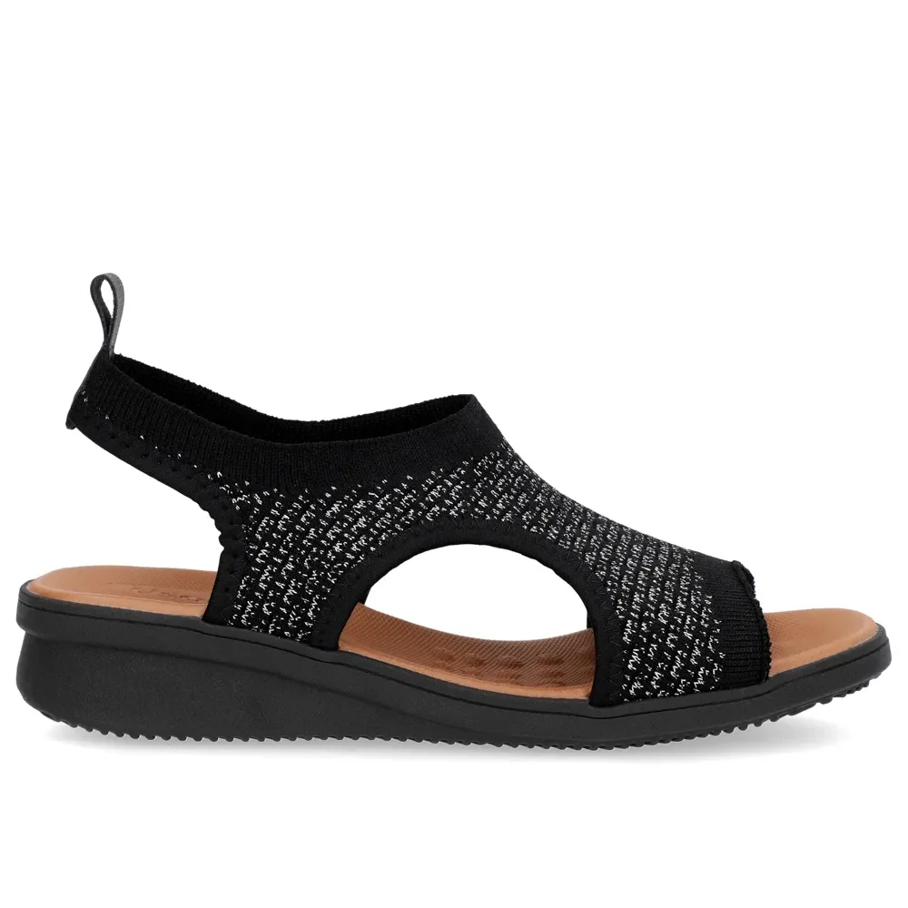 Sandália Plataforma Tecido Tricot Preto — imagem 1