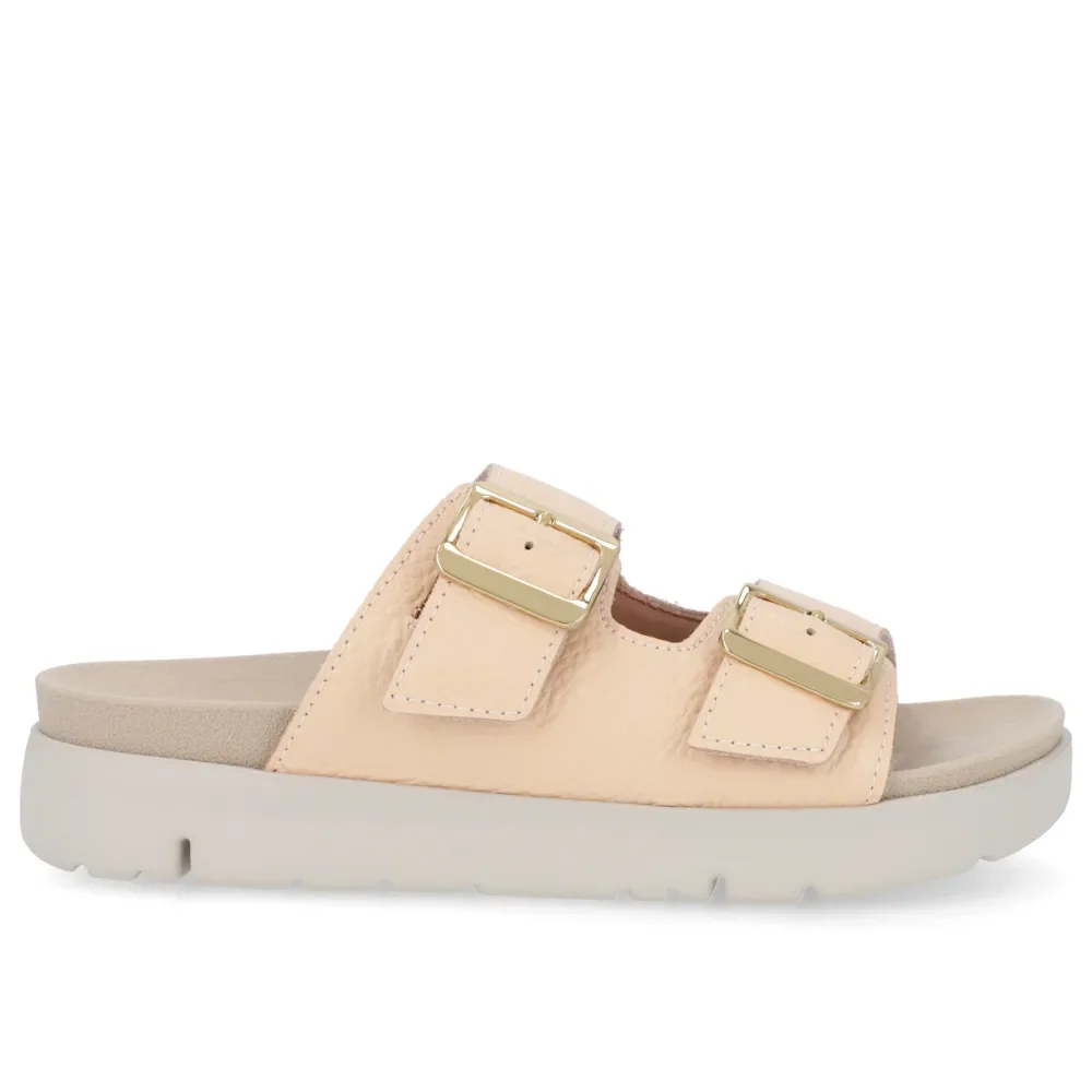 Slide Birken Laranja Claro Couro Fivela — imagem 1