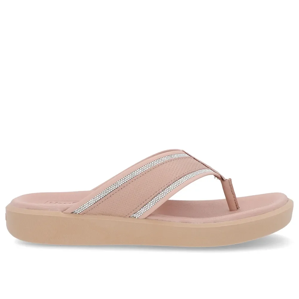 Chinelo Plataforma Couro Rosa Detalhe Brilho — imagem 1