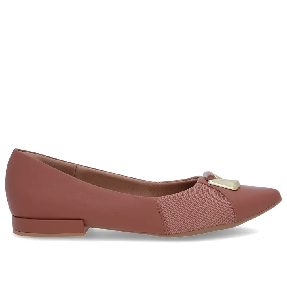 Sapatilha Rosa Couro Lateral Tecido — imagem 1