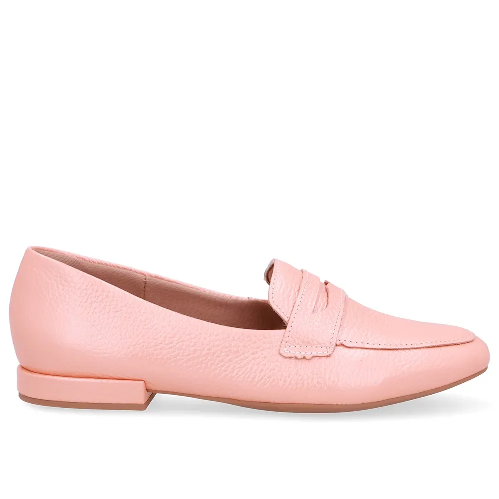 Loafer Laranja Couro Salto Bloco — imagem 1