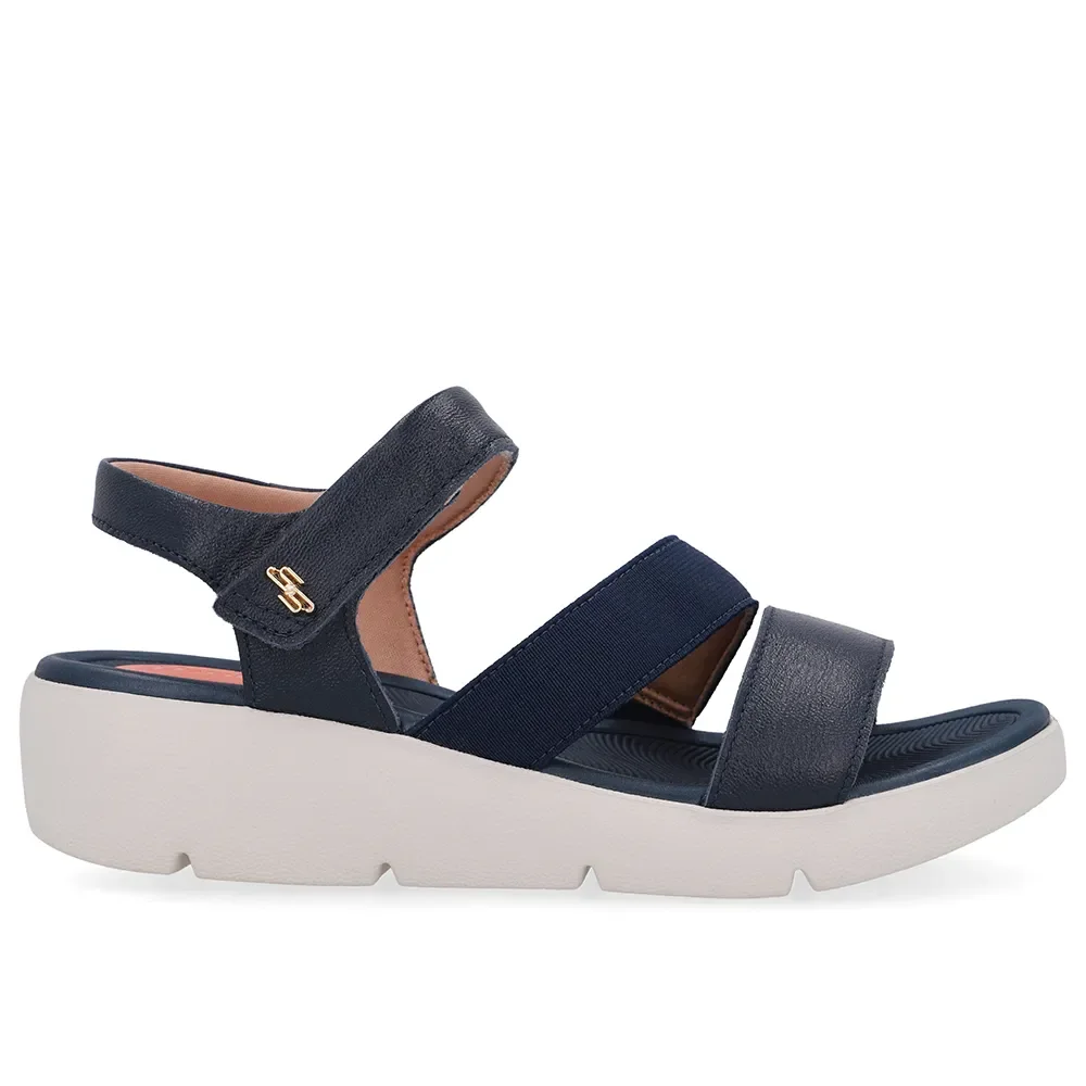 Sandália Tiras Couro Azul Fecho-Flex — imagem 1