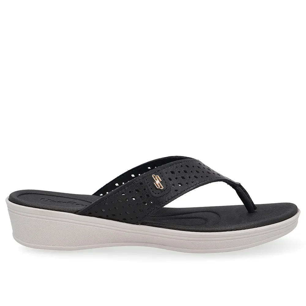Chinelo Salto Anabela Couro Preto — imagem 1