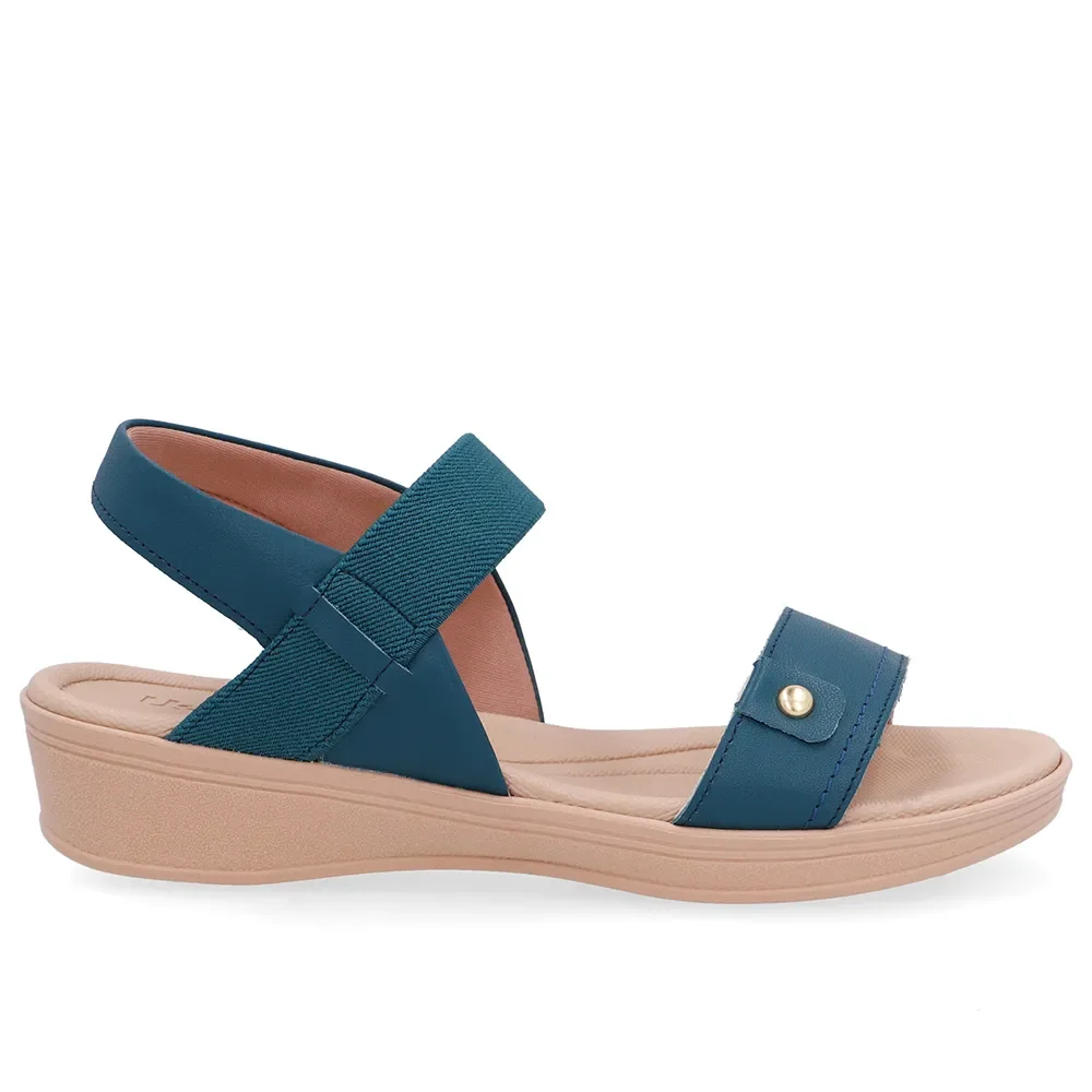 Sandália Couro Azul Tira Elástico — imagem 1