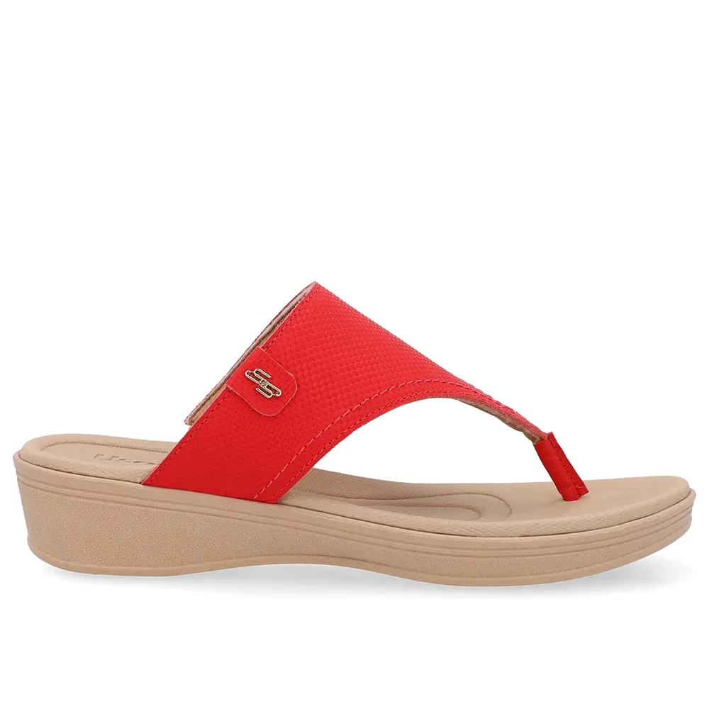 Chinelo Salto Baixo Couro Vermelho — imagem 1