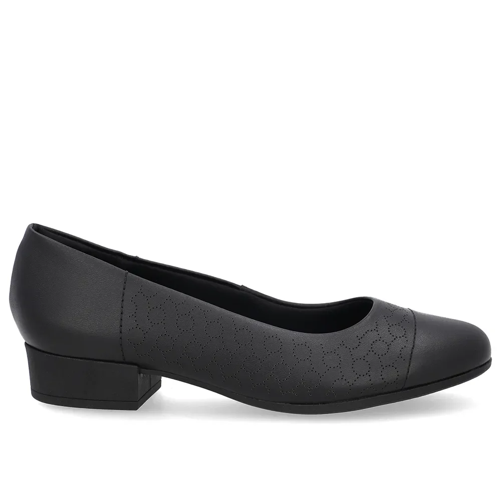 Scarpin Couro Laser Preto Salto Bloco — imagem 1