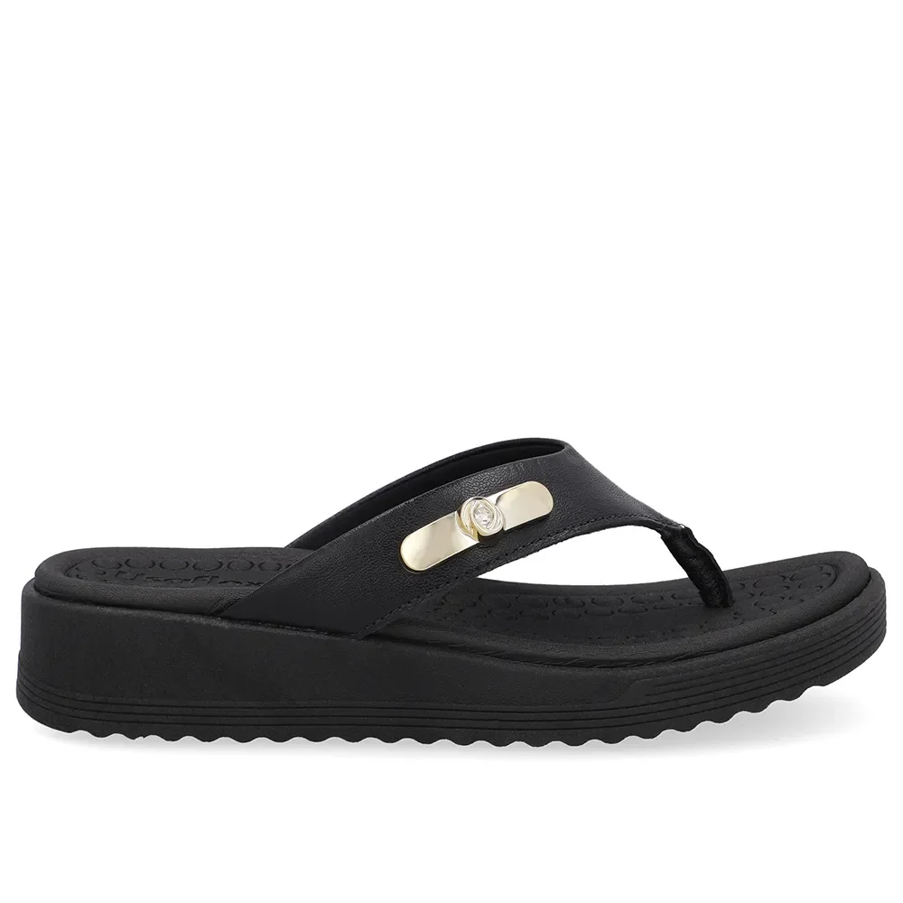 Chinelo Salto Baixo Couro Preto — imagem 1