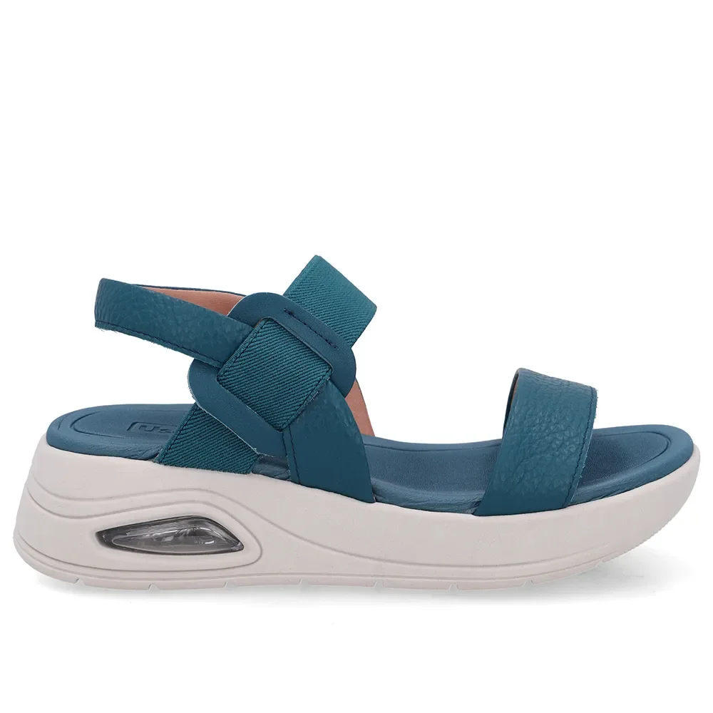 Sandália Salto Plataforma Couro Azul — imagem 1