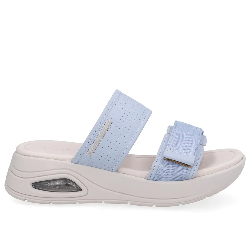 Tamanco Salto Plataforma Couro Azul Fecho-Flex — imagem 1