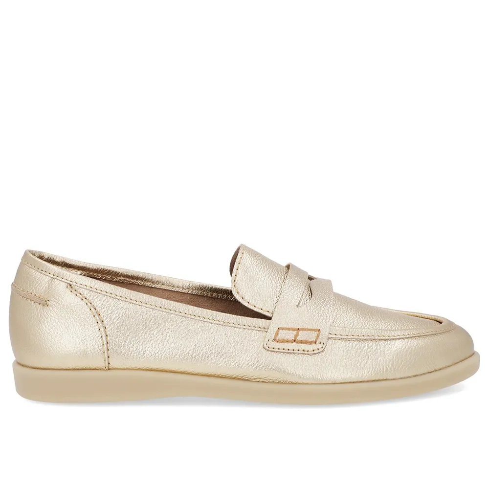 Loafer Casual Dourado Couro Tira — imagem 1