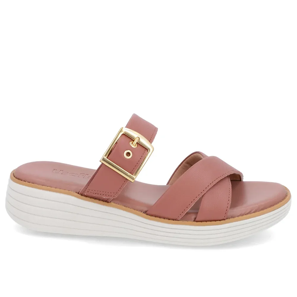Tamanco Salto Plataforma Couro Rosa Fivela — imagem 1